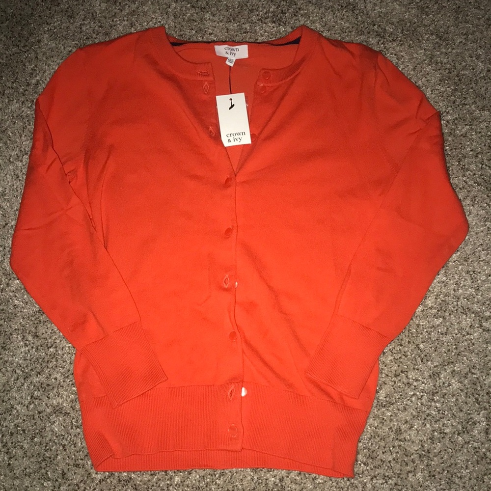 Crown and Ivy Orange Button Sweater